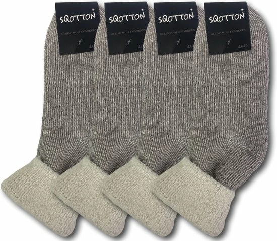SQOTTON 4 Paar Merinowollen Huissokken - Bruin - Maat 43-46 4 SQOTTON 4 Paar Merinowollen Huissokken - Bruin - Maat 43-46 - Afbeelding 2