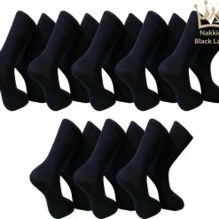 Merkloos Zwarte Katoenen Business Sokken - Heren Sokken - Dames Sokken - Maat: 39-42 - Naadloos - Katoen - Zwart - Mega Pack - Multipack - 9 Paar - 18 Paar - 36 Paar