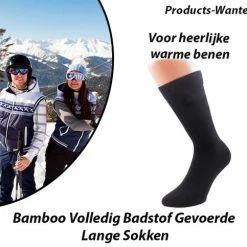 Merkloos 3 Paar Bamboe Volledig Badstof Gevoerde Lange Sokken 46-47