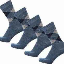 Bamboe Sokken | Geruite Sokken | Anti-zweet Sokken | Naadloze Sokken | Heren Sokken | Dames Sokken | 4 Paar - Jeans | Maat: 46/47 | Merk: Bamboosa