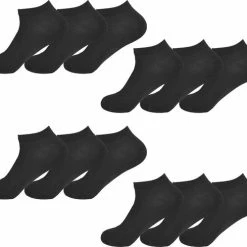 Gianvaglia Heren Enkelsokken 12-pack - Zwart - Maat 39-42 - Korte Sokken