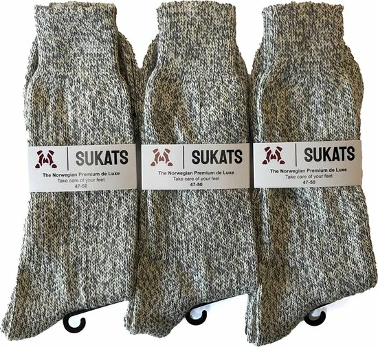 Sukats® The Norwegians Premium Deluxe - Noorse Sokken - Maat 47-50 - 3 Paar - Heren - Wol - Werk - Wandel - XXL 3 Sukats® The Norwegians Premium Deluxe - Noorse Sokken - Maat 47-50 - 3 Paar - Heren - Wol - Werk - Wandel - XXL