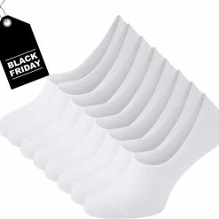 Merkloos Witte No Show Sneakersokken - Maat 39/42 - 8 Paar - Onzichtbare Sneakersokken - Anti-slip Hak