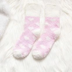 GrandSock Warme Sokken Dames - Thuissokken - Sleep - Roze - Print Hartjes - 36-40 - Extra Zacht -Beenmode Winkel 550x516 4