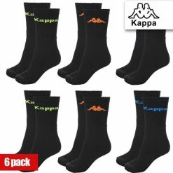 Kappa 6 Pack Zwarte Sportsokken 43-46 Gekleurd Logo