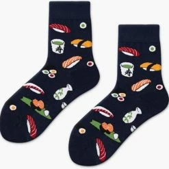 Merkloos Sushi Sokken Donkerblauw| Unisex Maat 36-41 |Dames, Heren, -of Kindersok