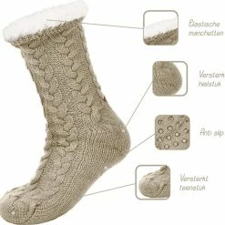 JAXY Huissokken - Huissokken Dames En Heren - Verwarmde Sokken - Anti Slip Sokken - Fleece Sokken - Dikke Sokken - Fluffy Sokken - Slofsokken - Warme Sokken - Bedsokken - Gevoerde Sokken - Winter Sokken - 2 Paar - Beige + Blauw -Beenmode Winkel 550x540 2