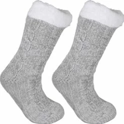 Merkloos Gebreide Wollen Huissokken | Dames | Heren | Thermosokken | Alpaca Wol | Maat 36-45 | One Size | Licht Grijs