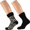Apollo 2-Pak Dames Bedsokken/huissokken Zwart/wit Maat 36-41