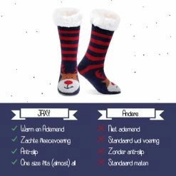 JAXY - Huissokken Dames - Verwarmde Sokken - Anti Slip Sokken - Huissokken - Bedsokken - Warme Sokken - Kerstcadeau Voor Vrouwen - Thermosokken - Dikke Sokken - Fluffy Sokken - Kerstsokken Dames En Heren - Rudolf Gestreept -Beenmode Winkel 550x550 118