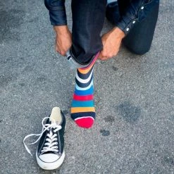 Happy Socks Stripe Sokken - Blauw/Rood/Geel/Zwart - Maat 36-40 -Beenmode Winkel 550x550 120