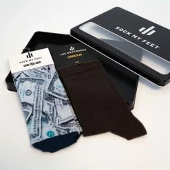 Sock My Feet Harbour Deep Brown- Merinowol- Gratis Paar Sock My Dollars-geschenkverpakking 45-47