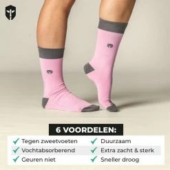 SQQUADD Bamboo Wear SQQUADD® Bamboe Sokken Dames En Heren - Unisex - Maat 39-42 - Naadloos En Duurzaam - Tegen Zweetvoeten - Bamboo - Roze/Grijs -Beenmode Winkel 550x550 73