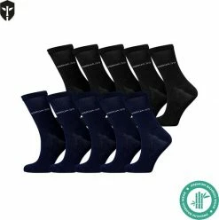 SQQUADD Bamboo Wear SQQUADD® Bamboe Sokken Dames En Heren - Unisex 10-pack - Maat 35-38 - Naadloos En Duurzaam - Tegen Zweetvoeten - Bamboo - Zwart/Blauw