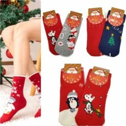 Merkloos Happy Warme Dikke Kerstsokken Set- Youhomy Sokken Maat 35-38 Rood, Grijs-Hoge Kwaliteit En Kriebelt Niet- 2 Paar Dikke Wintersokken -Vrolijke Kerstprint Rood - Kerstsokken Dames, Meisje, Heren, Jongens - Kerst - Kerstcadeau -Beenmode Winkel 550x553 4