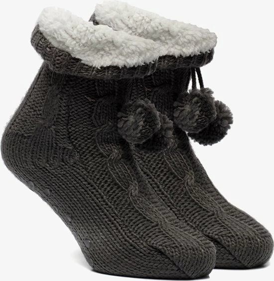 Scapino 1 Paar Gevoerde Antislip Dames Huissokken - Grijs - Maat 35/38 3 Scapino 1 Paar Gevoerde Antislip Dames Huissokken - Grijs - Maat 35/38