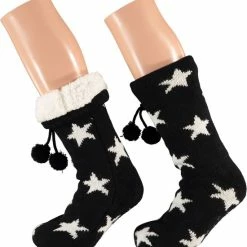 Huissokken Dames | Huissok Met Fake Fur | Zwart | Maat 36/41 | Huissok | Huissokken Dames | Fluffy Sokken | Slofsokken | Huissokken Anti Slip | Huissokken | Anti Slip Sokken | Warme Sokken | Bedsokken | Winter Sokken | Apollo