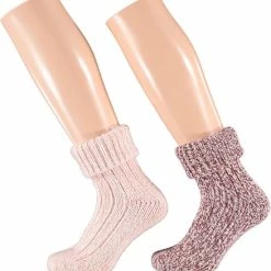 Apollo | Wollen Sokken Dames | Huissok Dames | Rood/Roze | 2-Pak | Maat 35/38 | Fluffy Sokken | Slofsokken | Huissokken | Warme Sokken | Winter Sokken