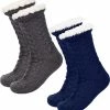 JAXY Huissokken - Huissokken Dames En Heren - Verwarmde Sokken - Anti Slip Sokken - Fleece Sokken - Dikke Sokken - Fluffy Sokken - Slofsokken - Warme Sokken - Bedsokken - Gevoerde Sokken - Winter Sokken - 2 Paar - Grijs + Blauw -Beenmode Winkel 550x586