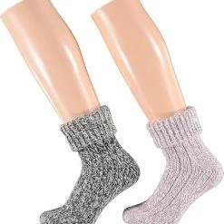 Apollo | Wollen Sokken Dames | Huissok Dames | Zwart/Paars | 2-Pak | Maat 39/42 | Fluffy Sokken | Slofsokken | Huissokken | Warme Sokken | Winter Sokken