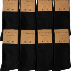 Hipperboo® 8 Paar Bamboe Sokken - Maat 39-42 - Zwart - Dames En Heren - Unisex -Beenmode Winkel 550x596