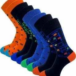 8 Paar SQOTTON - Naadloze Sokken - Retro Game - Maat 36-40