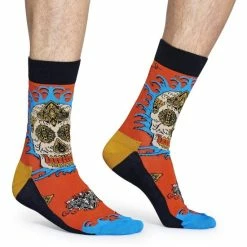Happy Socks Megan Massacre, Limited Edition Leaf Skull Orange, Maat 36-40 -Beenmode Winkel 550x603 2