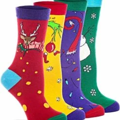 Merkloos Shiva Mode Kerst Nieuwjaar Kleurrijk Sokken Giftbox V3 | 4 Pack | Maat 36-40 | Vrolijke Ontwerp | Naadloos | Gift - Cadeau -Beenmode Winkel 550x614