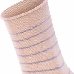 FALKE Happy Stripe 2-Pack Zacht Met Motief Versterkt Hoogwaardig Mid-rise Robuust Ademend Dekkend Set Kort Gestreept Katoen Multipack Roze Dames Sokken - Maat 39-42 -Beenmode Winkel 550x625 1