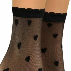 Sesto-Senso 2pack Micro Net Pantysokjes Fashion - 20den - Hartjes - One Size - Zwart -Beenmode Winkel 550x628 5