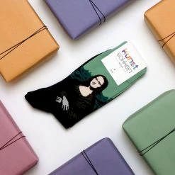 Merkloos Kunstsokken - Mona Lisa - Maat 41-46 - Vrolijke Sokken Voor Creatieve Dames En Heren -Beenmode Winkel 550x633 2