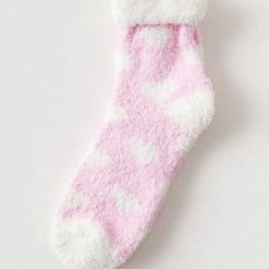 GrandSock Warme Sokken Dames - Thuissokken - Sleep - Roze - Print Hartjes - 36-40 - Extra Zacht -Beenmode Winkel 550x635 10