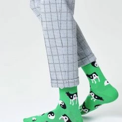 Happy Socks - Ying Yang Koe - Groen - Unisex - Maat 36-40 -Beenmode Winkel 550x636