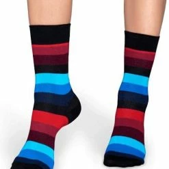 Happy Socks Stripe Sokken - Rood/Zwart/Blauw - Maat 36-40 -Beenmode Winkel 550x640