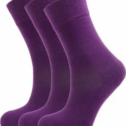 Groene Beer Bamboe - Sokken - 3 Paar - Paars - Maat 38-39