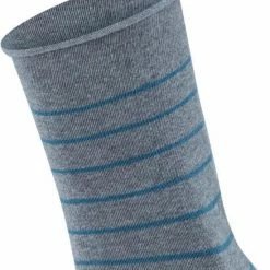 FALKE Happy Stripe 2-Pack Zacht Met Motief Versterkt Hoogwaardig Mid-rise Robuust Ademend Dekkend Set Kort Gestreept Katoen Multipack Grijs Dames Sokken - Maat 35-38 -Beenmode Winkel 550x657
