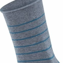FALKE Happy Stripe 2-Pack Zacht Met Motief Versterkt Hoogwaardig Mid-rise Robuust Ademend Dekkend Set Kort Gestreept Katoen Multipack Grijs Dames Sokken - Maat 39-42 -Beenmode Winkel 550x658 3
