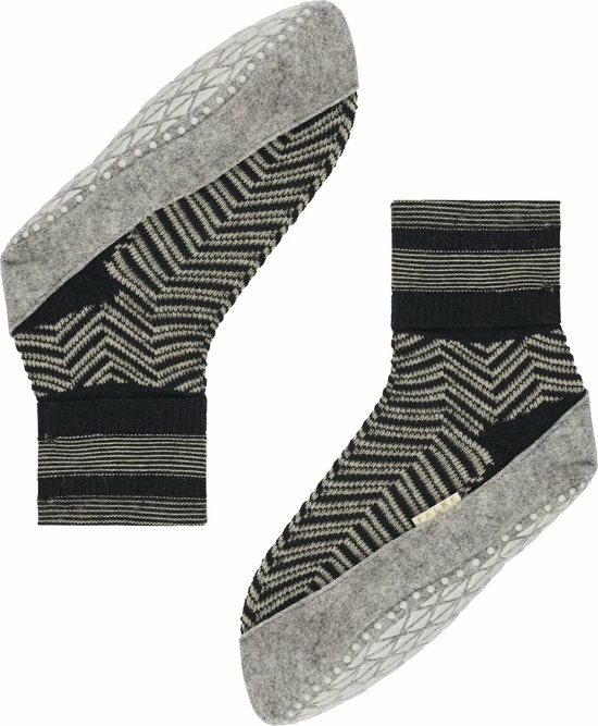 FALKE Cosyshoe Herringbone Slofsok Lang Met Patroon Met Anti-slip Noppen Gestreept Maagdelijke Wol Zwart Dames Sokken - Maat 37-38 8 FALKE Cosyshoe Herringbone Slofsok Lang Met Patroon Met Anti-slip Noppen Gestreept Maagdelijke Wol Zwart Dames Sokken - Maat 37-38 - Afbeelding 6