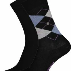Burlington Everyday Damessokken (2-pack) - Katoen - Zwart En Geruit - Maat: 36-41