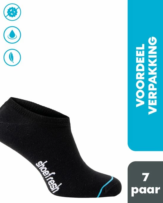7 Paar Shoefresh Bamboe Sneakersokken Dames / Footies - Maat 39-42 - Zwart- Naadloze Sokken 3 7 Paar Shoefresh Bamboe Sneakersokken Dames / Footies - Maat 39-42 - Zwart- Naadloze Sokken