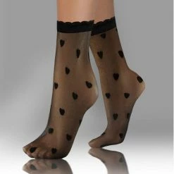 Sesto-Senso 2pack Micro Net Pantysokjes Fashion - 20den - Hartjes - One Size - Zwart -Beenmode Winkel 550x704