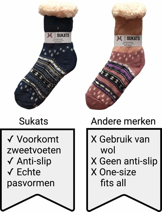Sukats® Huissokken - Homesocks - 3 Paar - Maat 36-41 - Mix E - Anti-Slip - Fluffy - Dames Huissokken 5 Sukats® Huissokken - Homesocks - 3 Paar - Maat 36-41 - Mix E - Anti-Slip - Fluffy - Dames Huissokken - Afbeelding 3