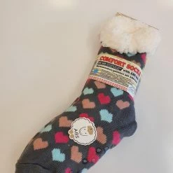 Merkloos Wintersok Met Fleece Voering En Anti-slip - Valentijn - Hartjes