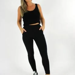 Merkloos Dames Tregging Isabella L/XL - Zwart - Luxe & Comfort - Hoge Taille -Beenmode Winkel 550x733 45