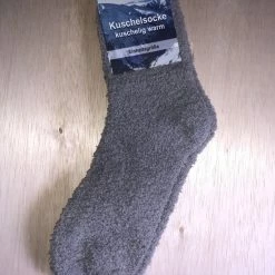 Merkloos Sponge Sokken-Fluffy Sokken-Warme Sokken- Huissokken - Onze Size- (muis) Grijs