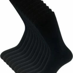 10 Paar Damessokken - SQOTTON - 100% Katoen - Naadloos - Zwart - Maat 39-42