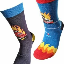 Merkloos Verjaardag Cadeau - Brandweer Sokken - Vrolijke Sokken - Valentijn Cadeau - Aparte Sokken - Grappige Sokken - Leuke Dames En Heren Sokken - Moederdag - Vaderdag - Socks Waar Je Happy Van Wordt - Maat 42-47