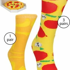 Merkloos OHNO Cadeau Artikelen Funny Pizza Sokken - Multipack Sokken - Multicolor, Cadeauverpakking