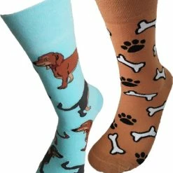 Merkloos Verjaardag Cadeau - Teckel Sokken - Vrolijke Sokken - Valentijn Cadeau - Aparte Sokken - Grappige Sokken - Leuke Dames En Heren Sokken - Moederdag - Vaderdag - Socks Waar Je Happy Van Wordt - Maat 42-47