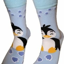 Merkloos Verjaardag Cadeau - Grappige Sokken - Pinguïn Stapjes Sokken - Leuke Sokken - Vrolijke Sokken – Valentijn Cadeau - Luckyday Socks - Cadeau Sokken - Socks Waar Je Happy Van Wordt – Maat 37-42